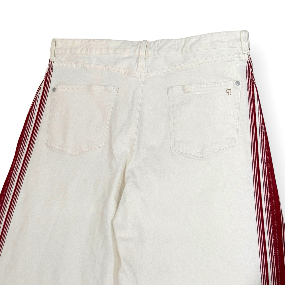 Anthropologie Pilcro Dishtowel Stripe Mid-Rise Wide-Leg Jeans Womens 32 Ivory - Picture 8 of 13